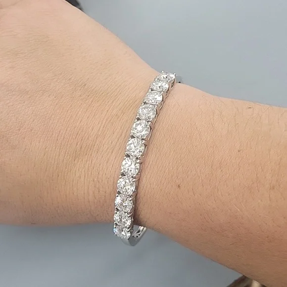 【HYERES LOR】25SS★ Silver Moissanite Accent Slim Bangle Serenty 2mm D Color Moissanite Bangle For Women Man 100